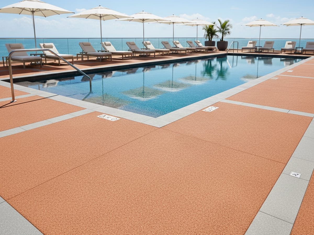 Safe beautiful pool deck after restoration in Draper