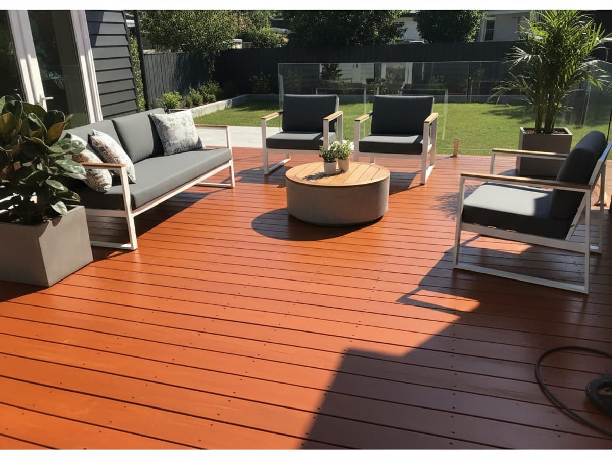 Professionally refinished deck in West Jordan