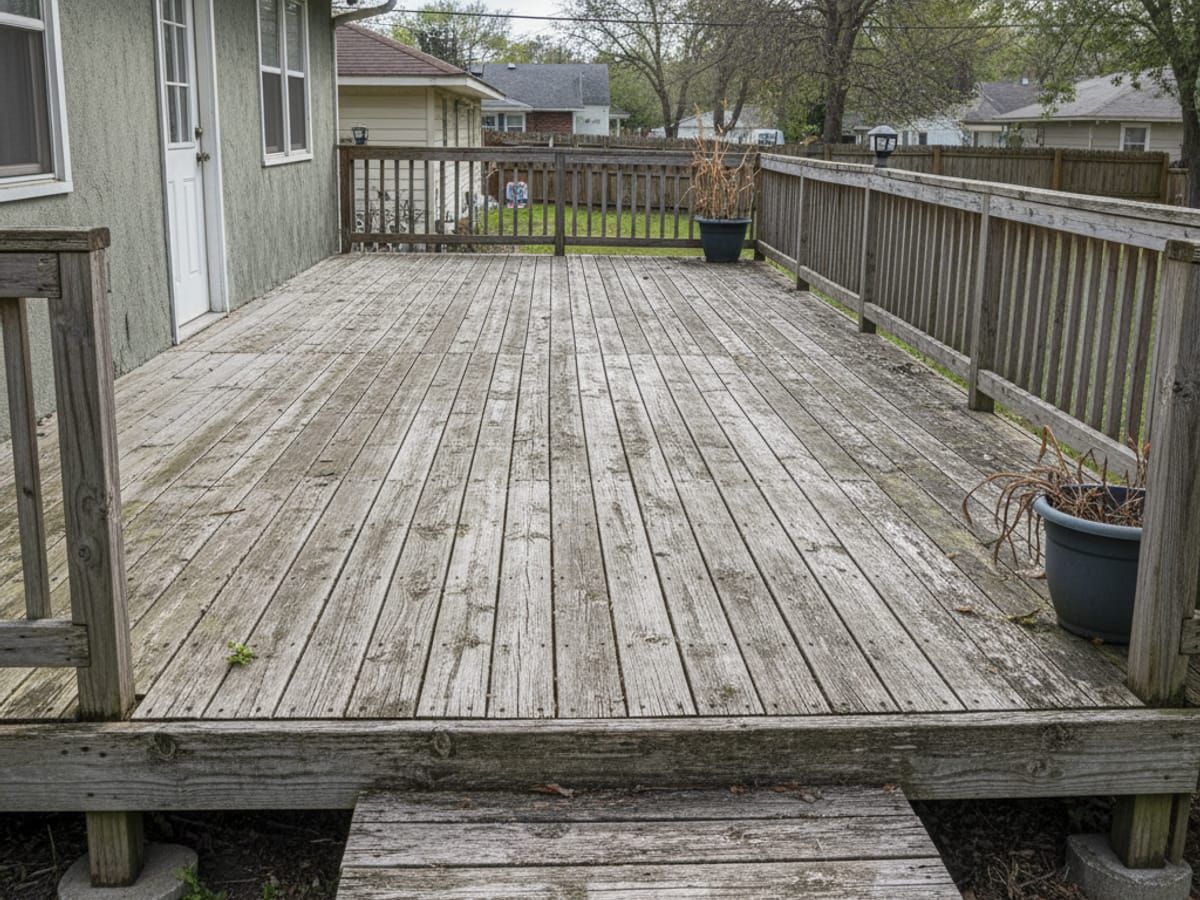 20-year-old weathered deck in downtown SLC
