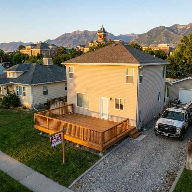 Well-maintained deck in Logan neighborhood near Utah State University